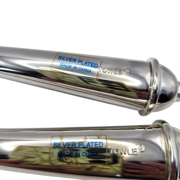 Towle Copenhagen Silverplated Serving Spoon & Fork Set Velvet Gift Box - Picture 3 of 12